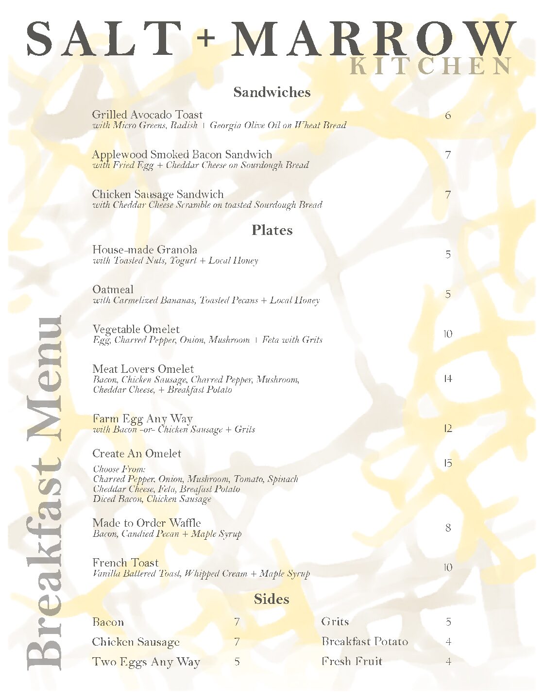 salt + marrow menu Crowne Plaza North Augusta